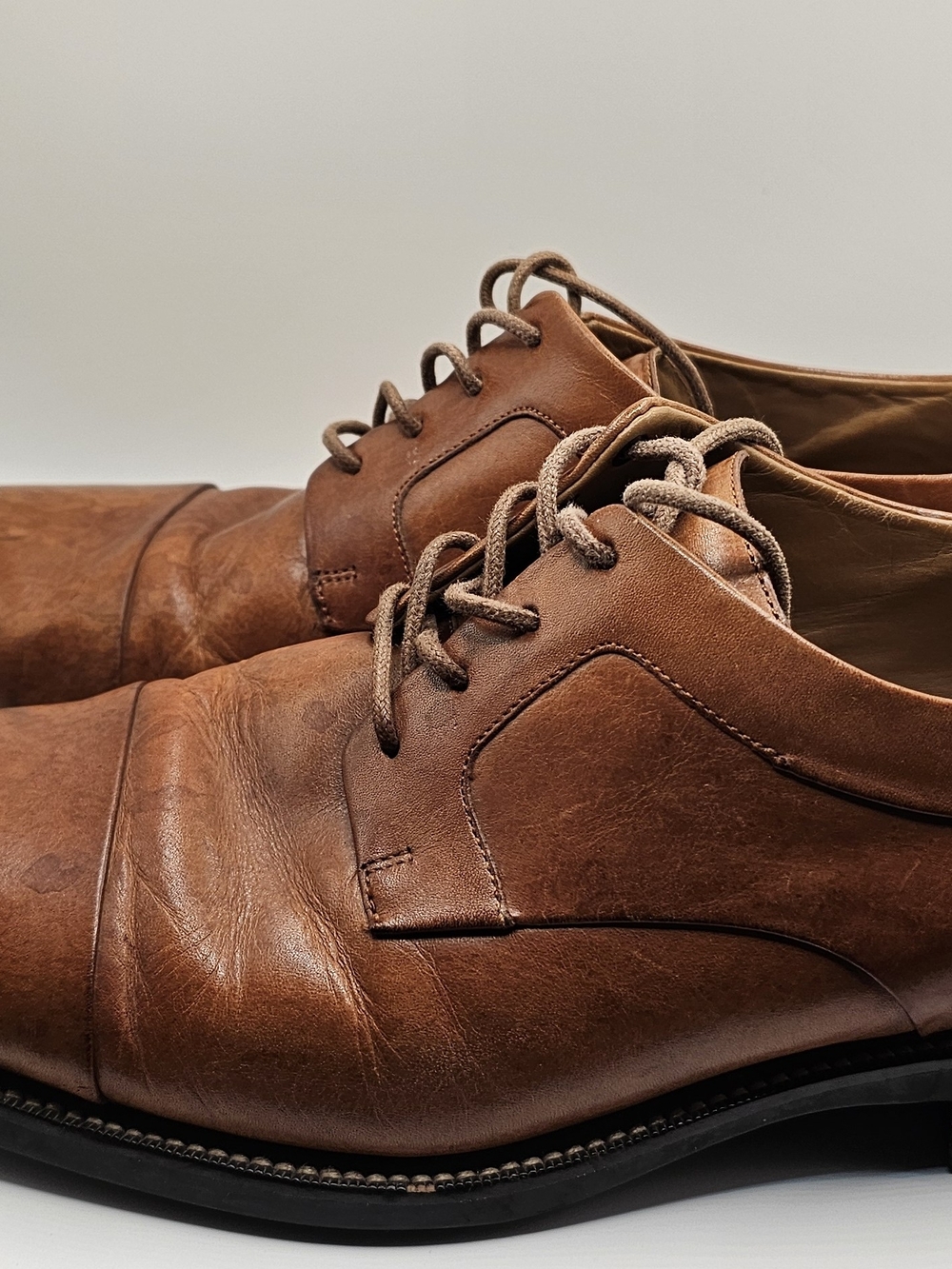 Cole Haan Brown Leather Derby Lace-Up Shoes